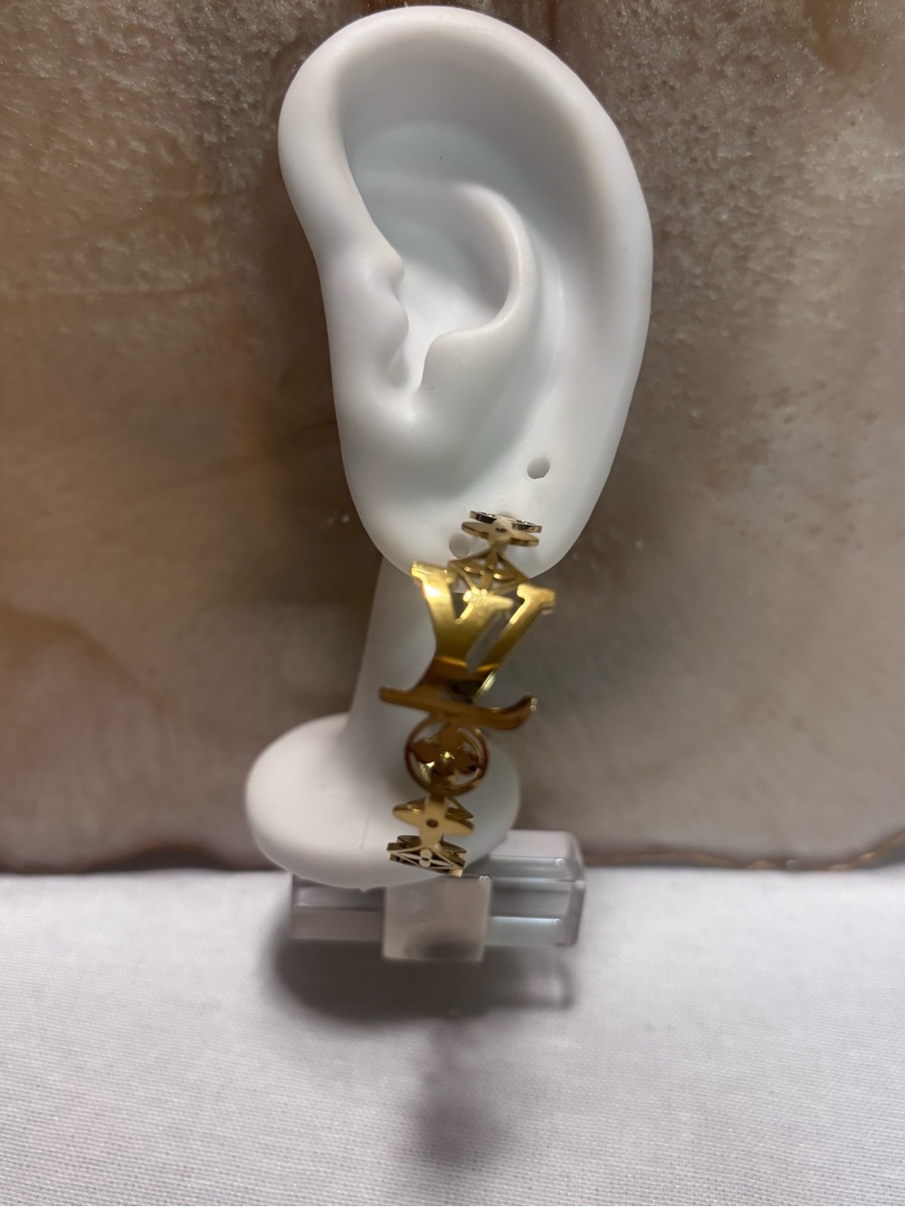 Gold Monogram Charm Drop Earrings
